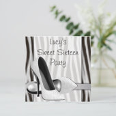 Invitation Noir Blanc Zèbre Haut talon Chaussures Douce 16 Pa (Debout devant)