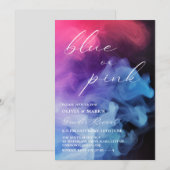 Invitation Noir bleu et rose Fumée Bébé Genre Révélation (Devant / Derrière)