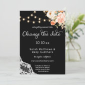 Invitation Noir & Blush Fleur de Pêche Dentelle Changer la Da (Debout devant)
