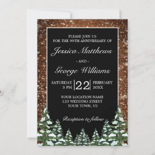 Invitation Noir Bois Neigeux & Mariage Anniversaire de la For
