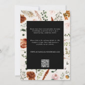 Invitation Noir botanique floral élégant détails de mariage Q (Dos)