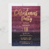 Invitation Noir Bourgogne Dégradé Parties scintillant Noël (Devant)
