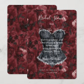 Invitation Noir Bourgogne Rouge Floral Fête des mariées (Devant / Derrière)