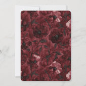 Invitation Noir Bourgogne Rouge Floral Fête des mariées (Dos)