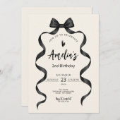 Invitation Noir Bow Anniversaire N'importe quel âge Invitatio (Devant / Derrière)