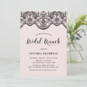 Invitation Noir Brocade Lace Blush Bridal Brunch (Debout devant)