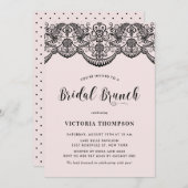 Invitation Noir Brocade Lace Blush Bridal Brunch (Devant / Derrière)