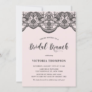 Invitation Noir Brocade Lace Blush Bridal Brunch