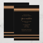 Invitation Noir Bronze Cuivre Élégant Dîner Fête Événement (Devant / Derrière)