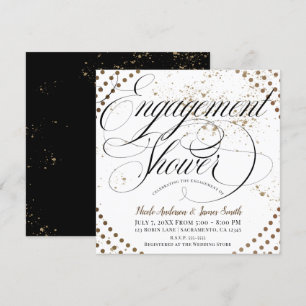 Invitation Noir Bronze Moderne Fête de Mariage sous la Douche