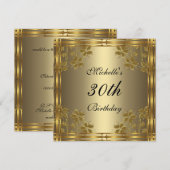 Invitation Noir Bronze Or & Fleurs Or (Devant / Derrière)