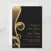 Invitation Noir & Bronze Or Moderne Mariage Elegant (Devant)