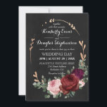 Invitation Noir Chalkboard Bourgogne Gold Rose Boho Mariage<br><div class="desc">Personnalisez ce magnifique Faire-part de mariage Boho Rose Chalkboard Noir Bourgogne avec vos détails facilement et rapidement. Tous les textes sont modifiables ! Pour une personnalisation plus avancée de ce design, il suffit de sélectionner le bouton "Customiser / Personnaliser ce modèle" ci-dessus ! Objets correspondants disponibles dans la collection !...</div>