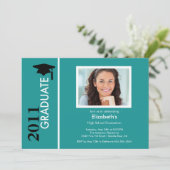 Invitation Noir chic de turquoise d'invitation d'obtention du (Debout devant)