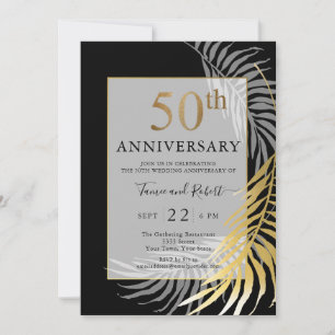 Invitation Noir Chic Or Blanc 50e Anniversaire de Mariage