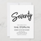 Invitation Noir | Chic Soixante-dix 70e fête d'anniversaire (Devant)