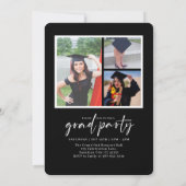Invitation noir Classe de Graduation Photo Moderne de 2025 (Dos)