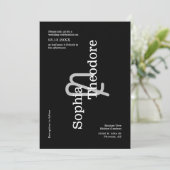 Invitation Noir classique Moderne Minimal Mariage QR Code pho (Debout devant)