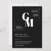 Invitation Noir classique Moderne Minimal Mariage QR Code pho (Devant)