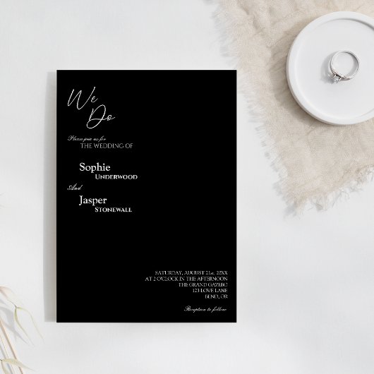 Invitation Noir classique moderne Nous faisons Mariage