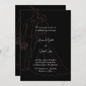 Invitation Noir classique Monogramme Élégant Mariage propre I (Devant / Derrière)
