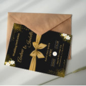 Invitation Noir Classique Simple Moderne Élégant Mariage Phot