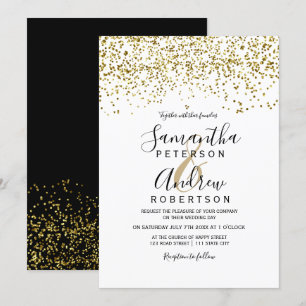 Invitation Noir confetti noir blanc typographie mariage