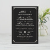 Invitation Noir Crème Bordure Mariage Musulman (Debout devant)