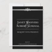 Invitation Noir Crystal Tuxedo Stripe Mariage Élégant (Dos)