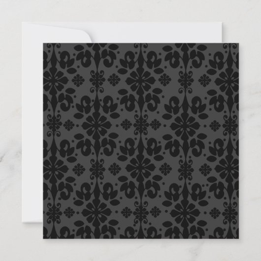 Invitation Noir Damask Éperles mariage Enregistrer la date (Dos)