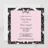 Invitation Noir Damask rose et Baby shower noir (Dos)