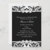 Invitation Noir Damassé Argent Perle Arc 25e Anniversaire (Dos)