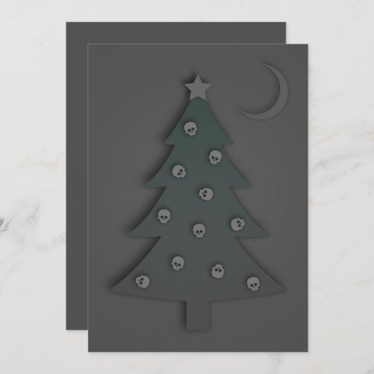 Invitation Noir d'arbre de Noël (Devant / Derrière)