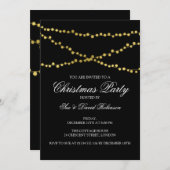 Invitation Noir de cordes brillantes de Noël (Devant / Derrière)
