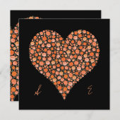 Invitation Noir de fiançailles avec l'invitation orange de (Devant / Derrière)