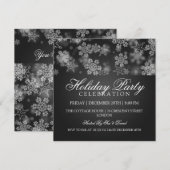 Invitation Noir de flocons de neige de fête de vacances (Devant / Derrière)