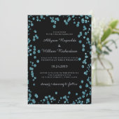 Invitation Noir de glam avec Mariage Confetti Turquoise (Debout devant)