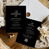 Invitation Noir de luxe classique | Tout en un Mariage de cod