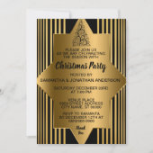 Invitation Noir de Noël noir géométrique Elegance Party Inv (Devant)