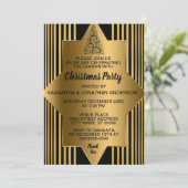 Invitation Noir de Noël noir géométrique Elegance Party Inv (Debout devant)