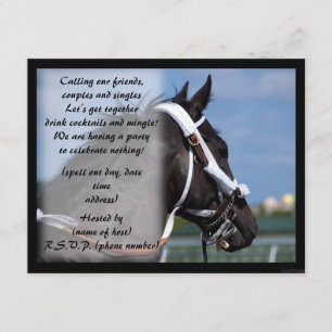 invitation noir de partie de cheval