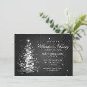 Invitation Noir de scintillement d'arbre de fête de Noël (Debout devant)