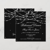 Invitation Noir de scintillement de ficelle de dîner élégant (Devant / Derrière)