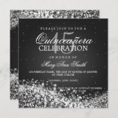 Invitation Noir de scintillement de la vague 2 de partie (Devant / Derrière)