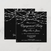 Invitation Noir de scintillement élégant de ficelle de partie (Devant / Derrière)