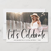 Invitation Noir de script décontracté | Deux Fête de Diplôme (Devant)