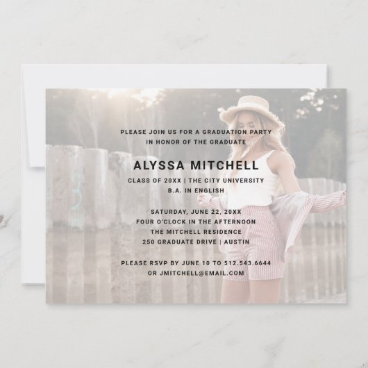 Invitation Noir de script décontracté | Deux Fête de Diplôme  (Dos)