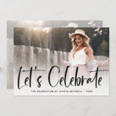 Invitation Noir de script décontracté | Deux Fête de Diplôme  (Devant / Derrière)