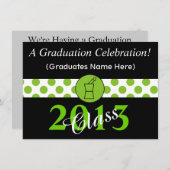 Invitation Noir de vert d'invitations d'obtention du diplôme (Devant / Derrière)