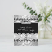 Invitation Noir Dentelle & Ruban Perle Argent 25e Anniversair (Debout devant)